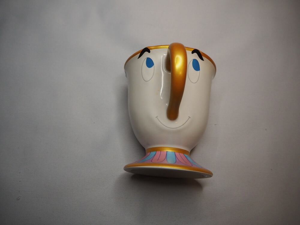 Disney Beauty and the Beast Chip Mug Sculpted Gold Handle Thailand Ceramic Cup